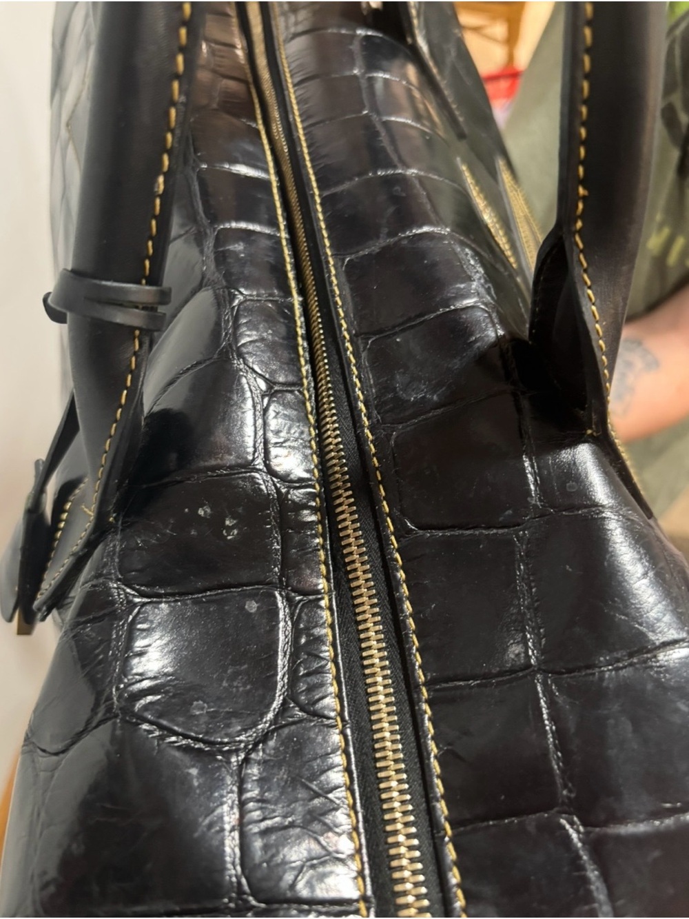 Dooney & Bourke Black and red Croc-Embossed weekender duffle Bag - Picture 7 of 14